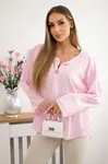 Kesi Włoski Košilová halenka s vyšívaným vzorem světle růžová