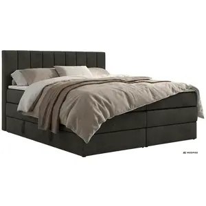 MKS POSTEL BOXSPRING ALVER KING 160/200 - Tmavě šedá Samet - Topper T25 - H4