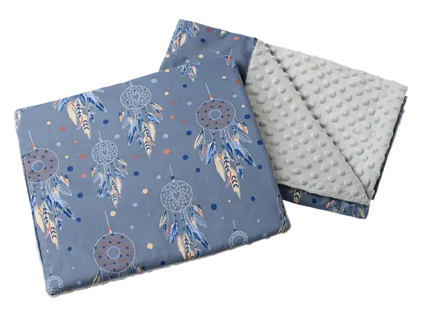 Medi Partners Quilt 55x75 + pillow 35x30 cotton + minky – Dreamcatchers + gray minky