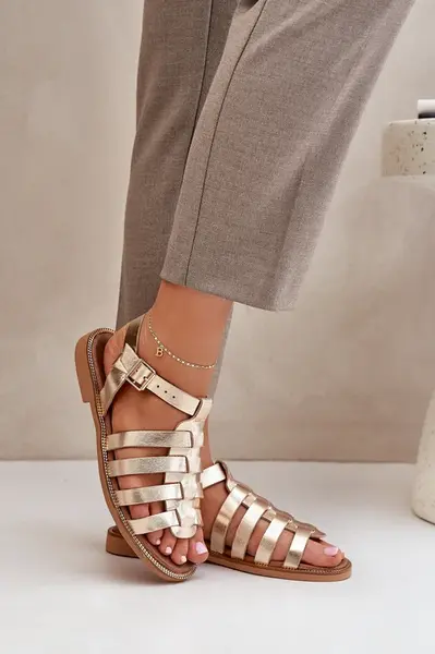 Lewski Shoes Kožené Sandály Na Plochém Podpatku Zazoo