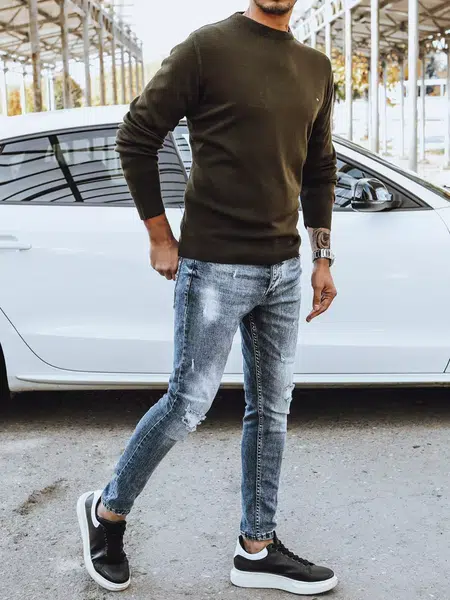 Pánsky khaki sveter Dstreet
