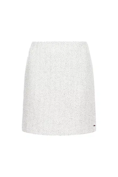 Tommy Hilfiger Sukňa - WOOL BLEND HERRINGB SHORT SKIRT šedá