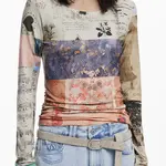 Dámské triko s dlouhým rukávem a vzorem