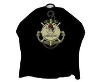 Pánska pláštenka na strihanie vlasov a fúzov Pirates of the Barbertime Crystal Barber Cape - čierna (BT 904) + darček zadarmo