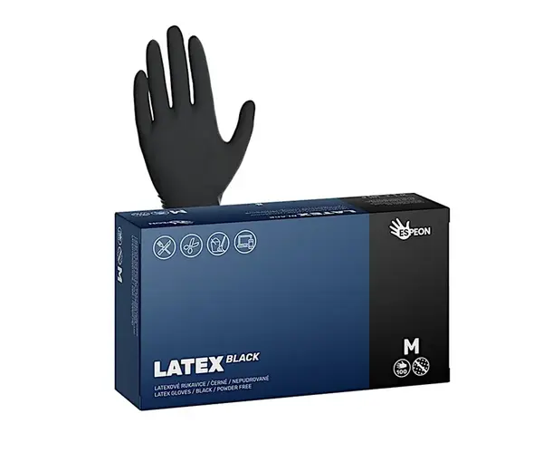 Latexové rukavice Espeon Latex Black - 100 ks, čierne, veľkosť M (100068) + darček zadarmo