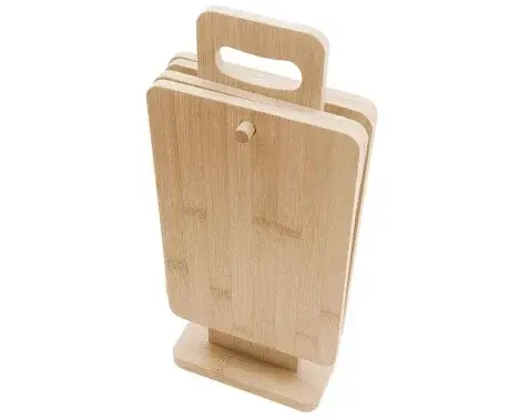Dosky na krájanie (4 ks) v stojane Bambus 22x14 cm%