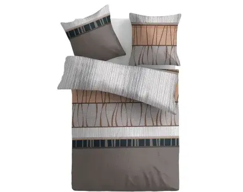 Obliečky Pruhované, oranžová/čierna/sivá, renforcé%