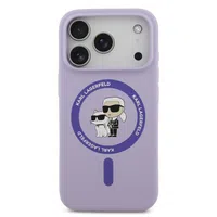 Zadní kryt Karl Lagerfeld Liquid Silicone Karl and Choupette MagSafe pro Apple iPhone 17 Pro, fialová
