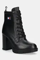 Kožené kotníkové boty Tommy Jeans TJW HEEL LACE UP BOOT