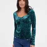 Petrolejový dámsky zamatový top ORSAY