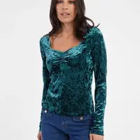 Petrolejový dámsky zamatový top ORSAY