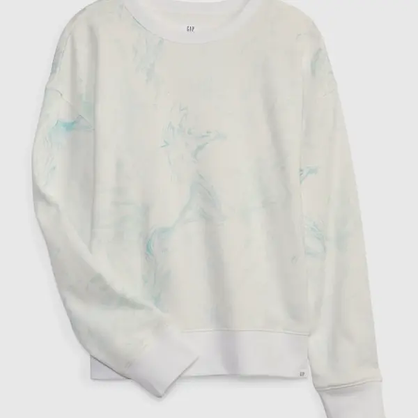 Biela chlapčenská mikina s jemnou batikou GAP