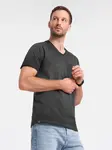 Ombre Men's brindle V-neck t-shirt with pocket - black