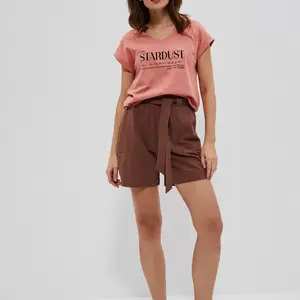 Marisse Plain Cotton Shorts L-Sh-3727 Cold Brown