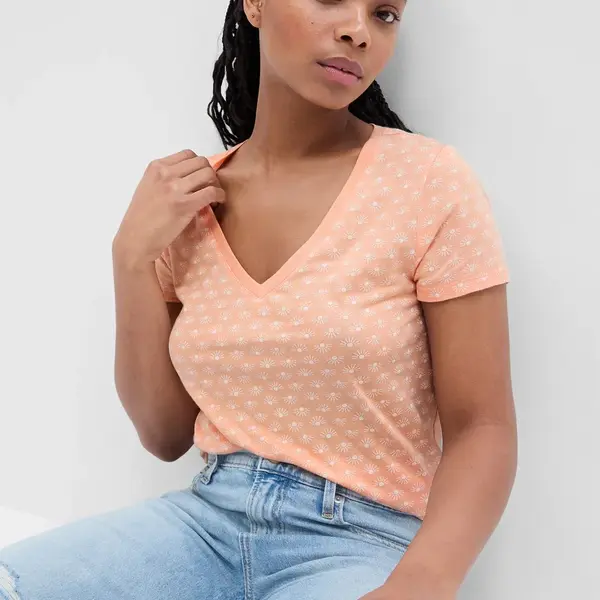 Béžové dámske vzorované tričko GAP