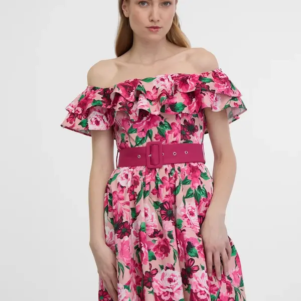 Tmavo ružové dámske kvetované šaty ORSAY