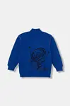 Detská bavlnená mikina United Colors of Benetton modrá farba, s nášivkou, 3NBMG5042