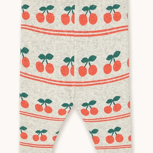 Bavlnené legíny pre bábätká Tinycottons CHERRY PATTERN RIB BABY PANT