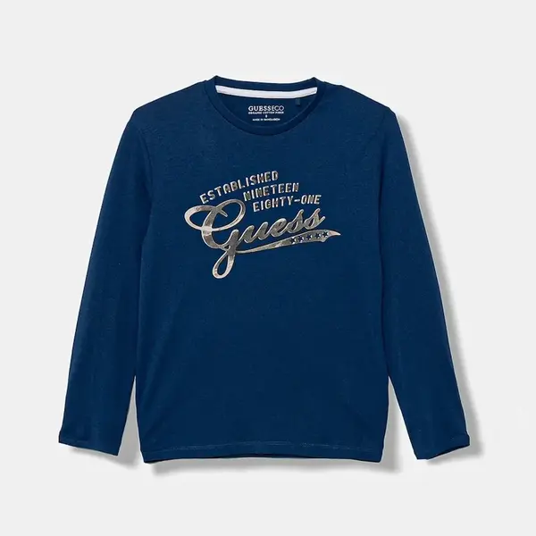 Detská bavlnená košeľa s dlhým rukávom Guess