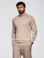 Ombre Men's knitted fitted turtleneck with viscose - beige