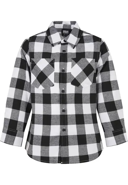 Boys' checkered flannel shirt black/white