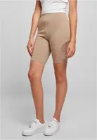 Women's High Waist Cycle Shorts with Lace Insert, Soft Taupe