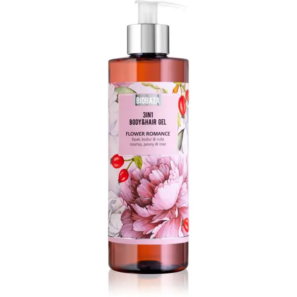 BIOBAZA 3in1 Body&Hair Gel Flower Romance šampón, kondicionér a sprchový gel 3 v 1 400 ml