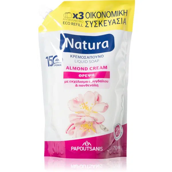 PAPOUTSANIS Natura Almond Cream tekuté mýdlo náhradní náplň 750 ml