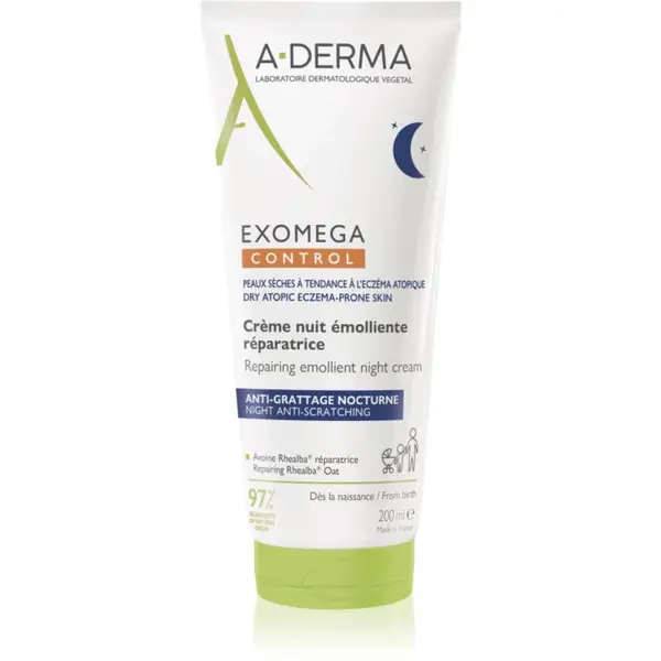 A-Derma Exomega Control Repairing Emollient Night Cream regenerační noční krém proti škrábání 200 ml