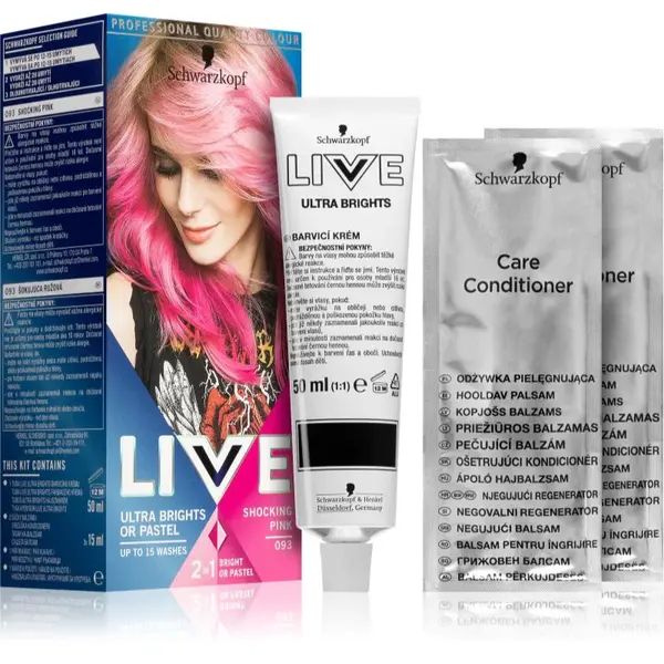 Schwarzkopf LIVE Ultra Brights or Pastel semipermanentní barva na vlasy odstín 093 Shocking Pink 1 ks