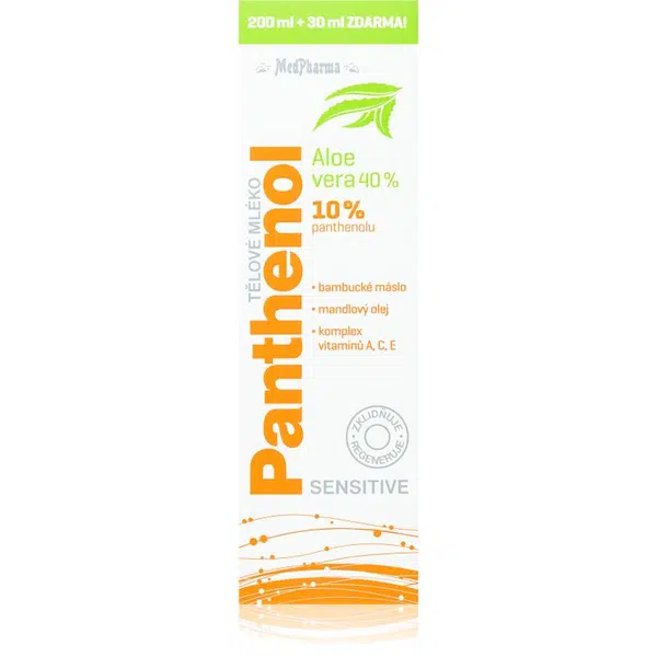 MedPharma Panthenol 10% Sensitive intenzivně hydratační tělové mléko s regeneračním účinkem 230 ml