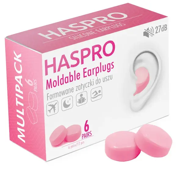 HASPRO Mold6 silikonové špunty do uší, růžové 6 párů 12 ks