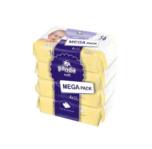 PANDA dětské vlhčené ubrousky soft 4 x 56 ks