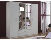 Šatní skříň se zrcadly Cliff, 180 cm, bílá