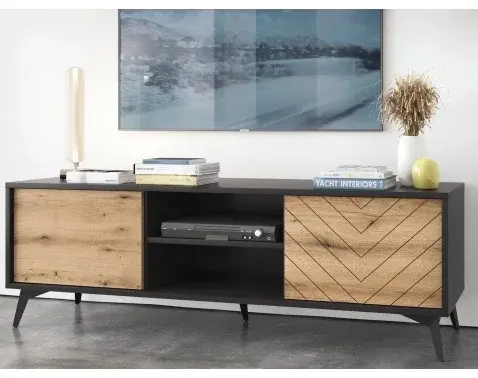 TV skrinka Diamond, čierna/dub%