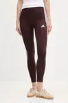 Legíny adidas Essentials dámské, hnědá barva, s aplikací, JY3177