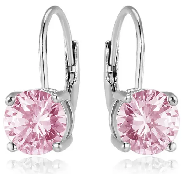 Beneto Stříbrné náušnice s růžovými zirkony AGUC2233