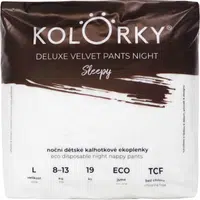 Kolorky Deluxe Velvet Pants Night Sleepy jednorázové plenkové kalhotky na noc L 8-13 kg 19 ks