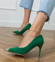 D/CEO Green eco-suede pumps with metallic toe Elaza