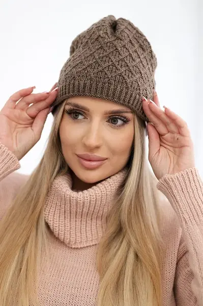 Kesi Čapica s fleece Kratka K204 hnedá