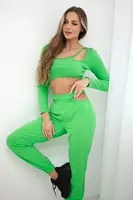 Complete with green neon blouse top