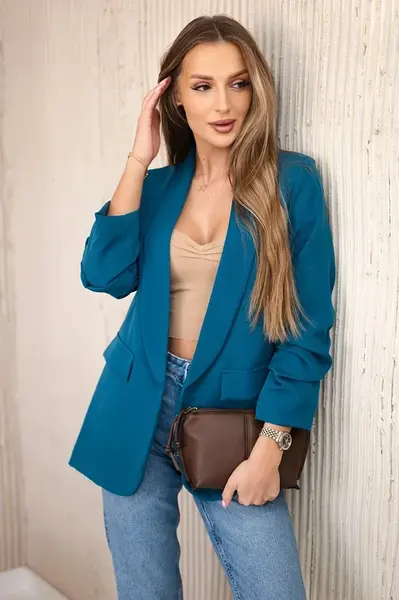 Kesi Włoski Elegantná bunda s chlopňami svetlé morské prostredie