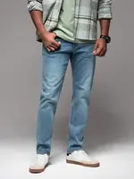 Ombre Men's classic washed REGULAR FIT jeans - light blue