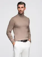 Ombre Men's knitted turtleneck with viscose - dark beige