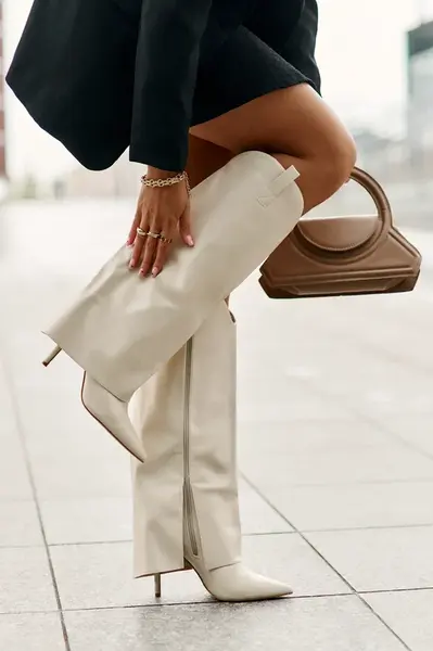 PG2 Čižmy Na Opätku S Otočeným Zvrškom Svetlo Béžové Bellinna