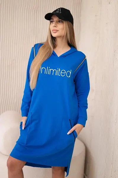 Dress with the inscription unlimited purple blue