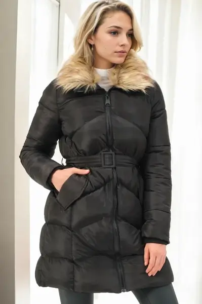 Z6767 DEWBERRY WOMEN'S COAT-BLACK-1