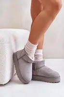 Women's snow boots on a platform lined with fur gray Xamella