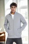 83582 Dewberry Zippered Knitwear Mens Cardigan with Pocket-DARK GREY
