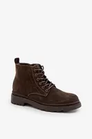Suede Insulated Men's Ankle Boots Zipper Big Star Brown